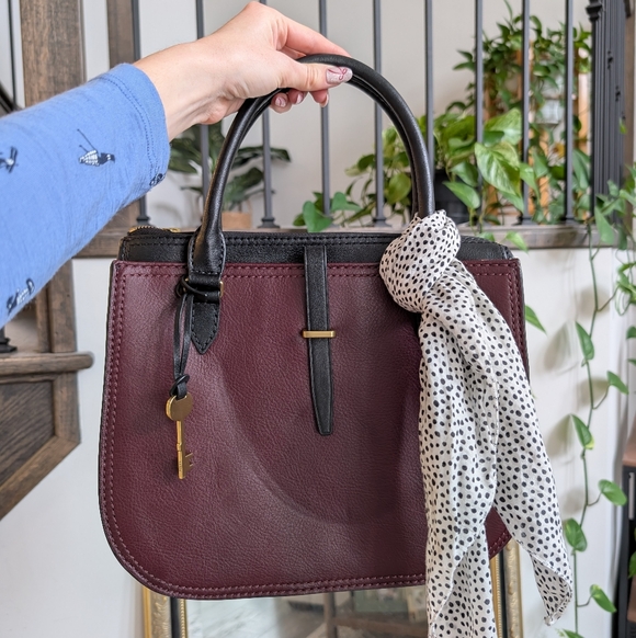 Fossil Ryder Leather Satchel in Burgundy - Picture 2 of 11